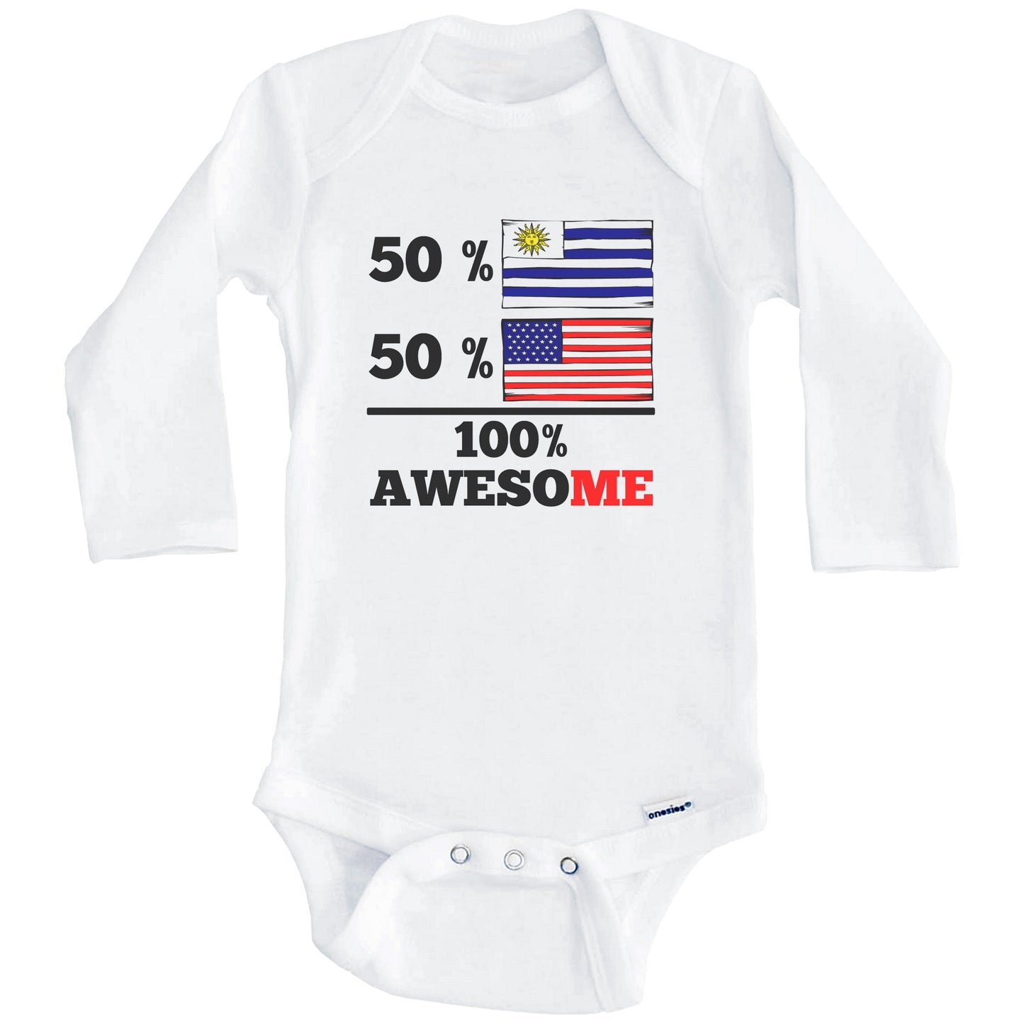 Half Uruguayan Half American 100% Awesome Baby Onesie (Long Sleeves)