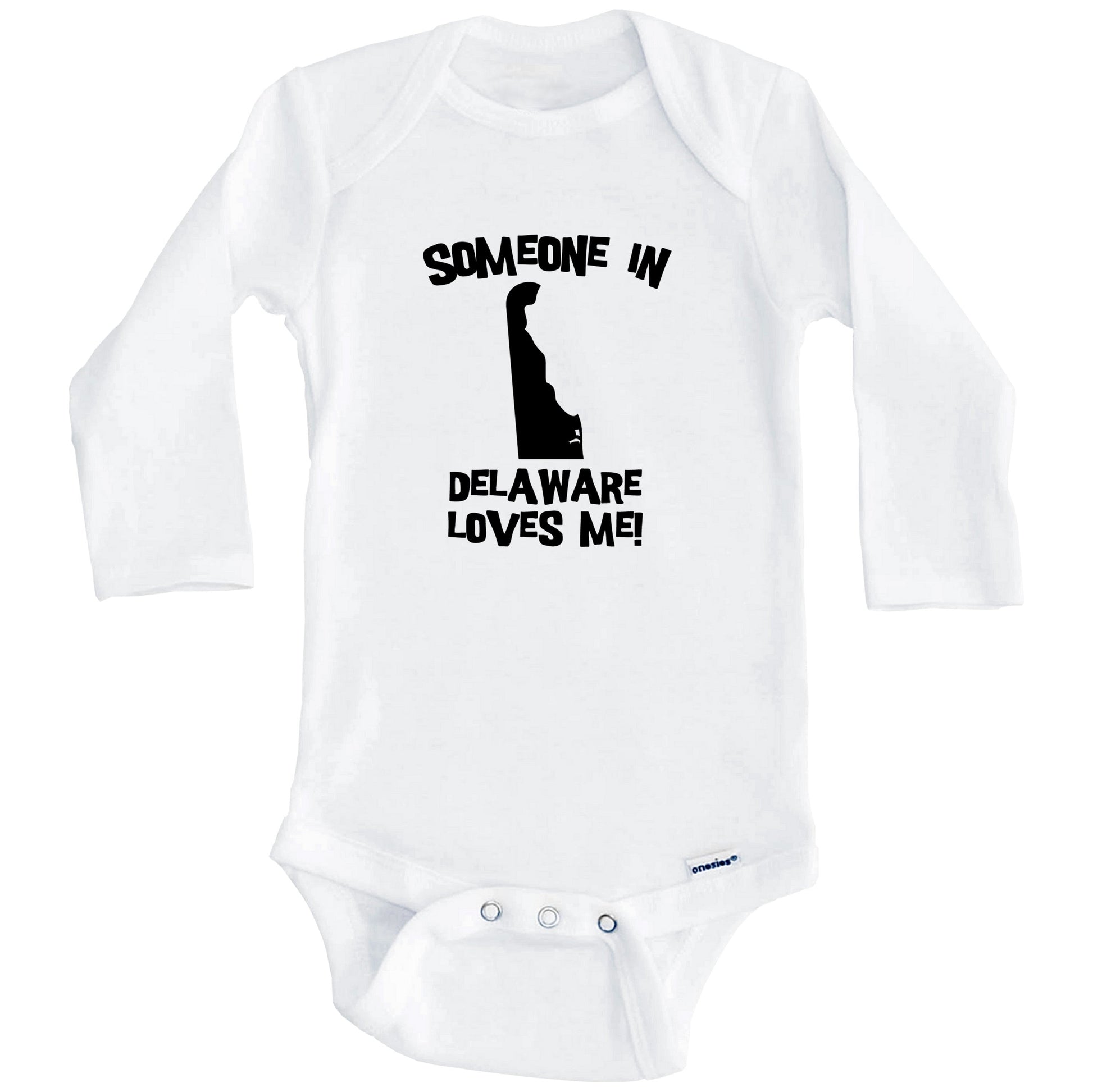Someone In Delaware Loves Me State Silhouette Cute Baby Onesie - One Piece Baby Bodysuit (Long Sleeves)