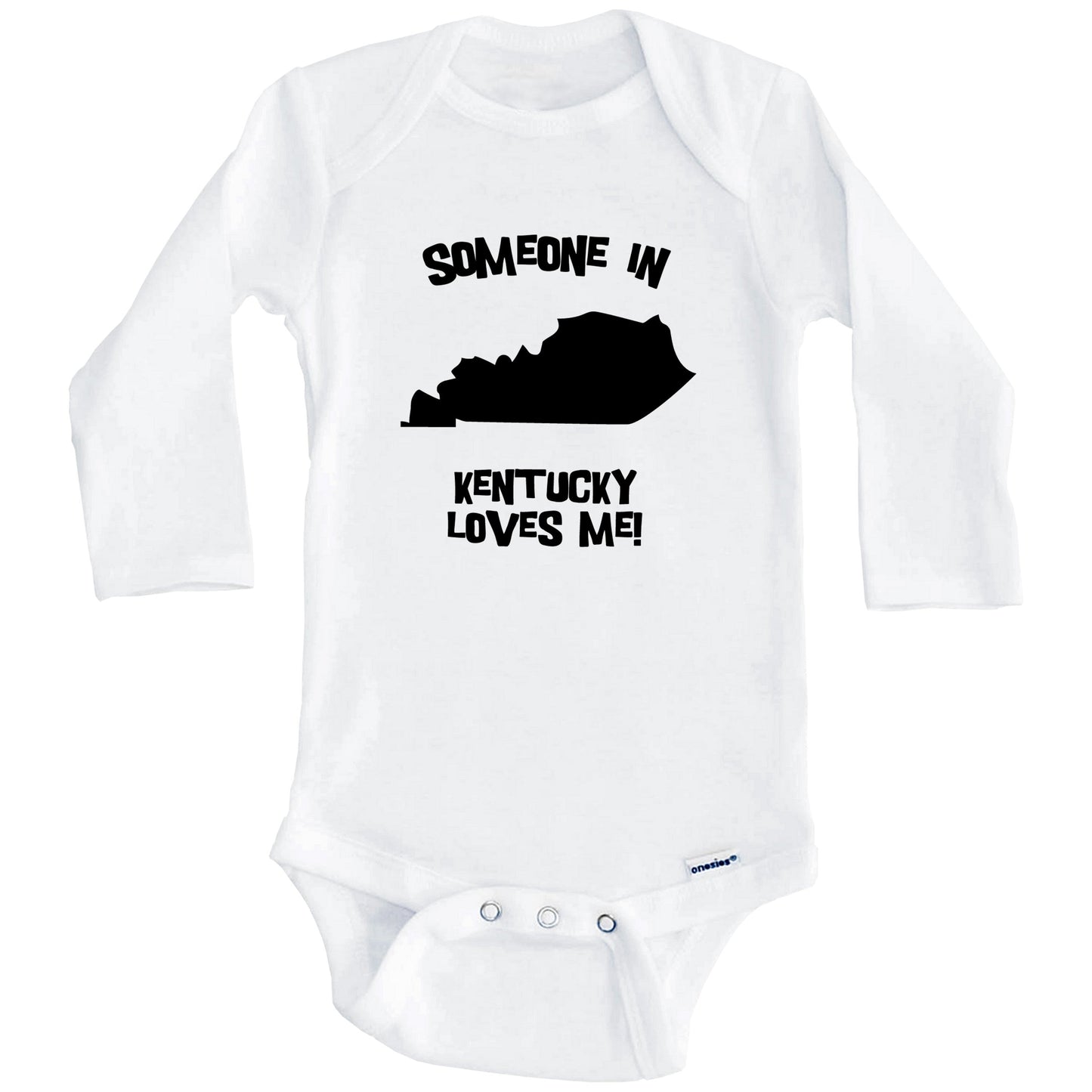Someone In Kentucky Loves Me State Silhouette Cute Baby Onesie - One Piece Baby Bodysuit (Long Sleeves)