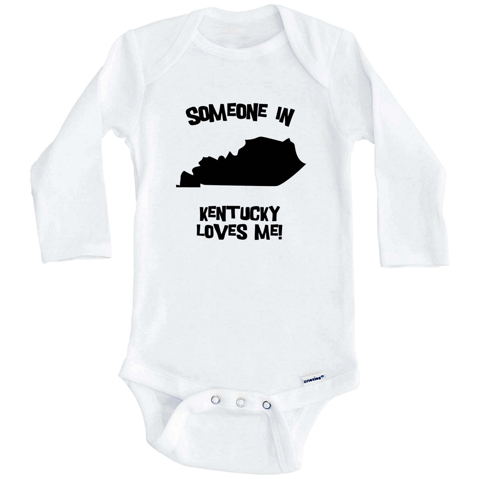 Someone In Kentucky Loves Me State Silhouette Cute Baby Onesie - One Piece Baby Bodysuit (Long Sleeves)