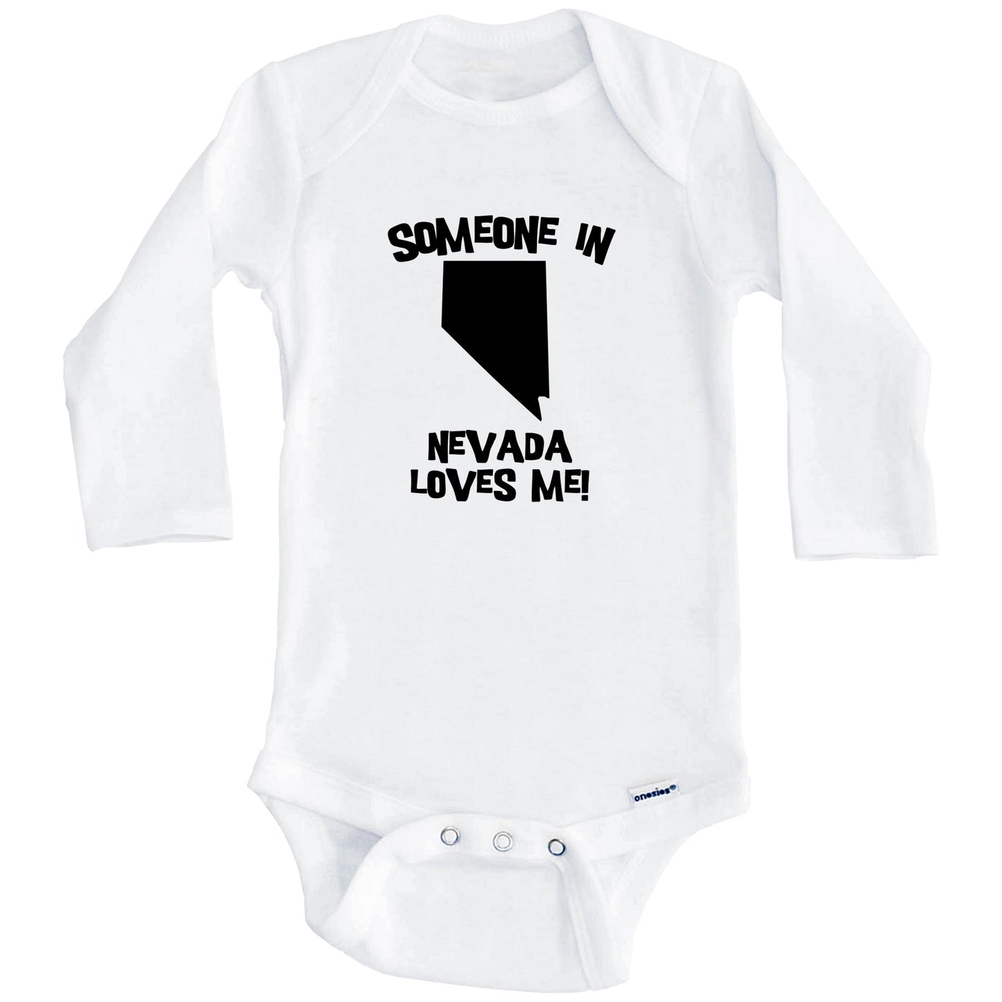 Someone In Nevada Loves Me State Silhouette Cute Baby Onesie - One Piece Baby Bodysuit (Long Sleeves)