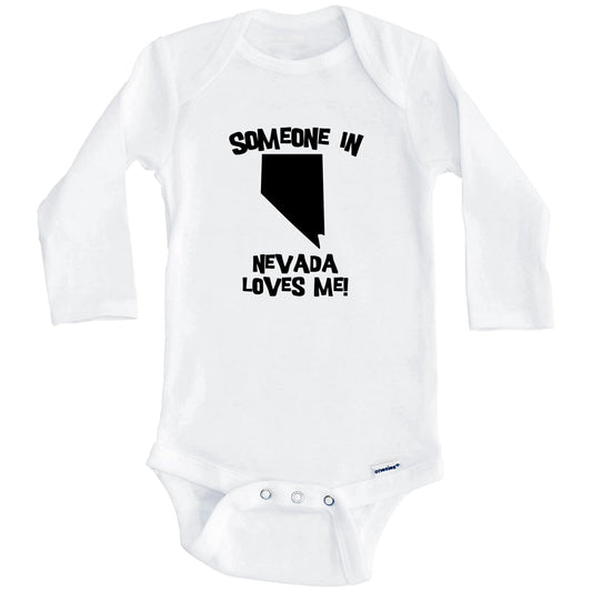Someone In Nevada Loves Me State Silhouette Cute Baby Onesie - One Piece Baby Bodysuit (Long Sleeves)