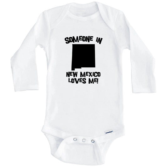 Someone In New Mexico Loves Me State Silhouette Cute Baby Onesie - One Piece Baby Bodysuit (Long Sleeves)