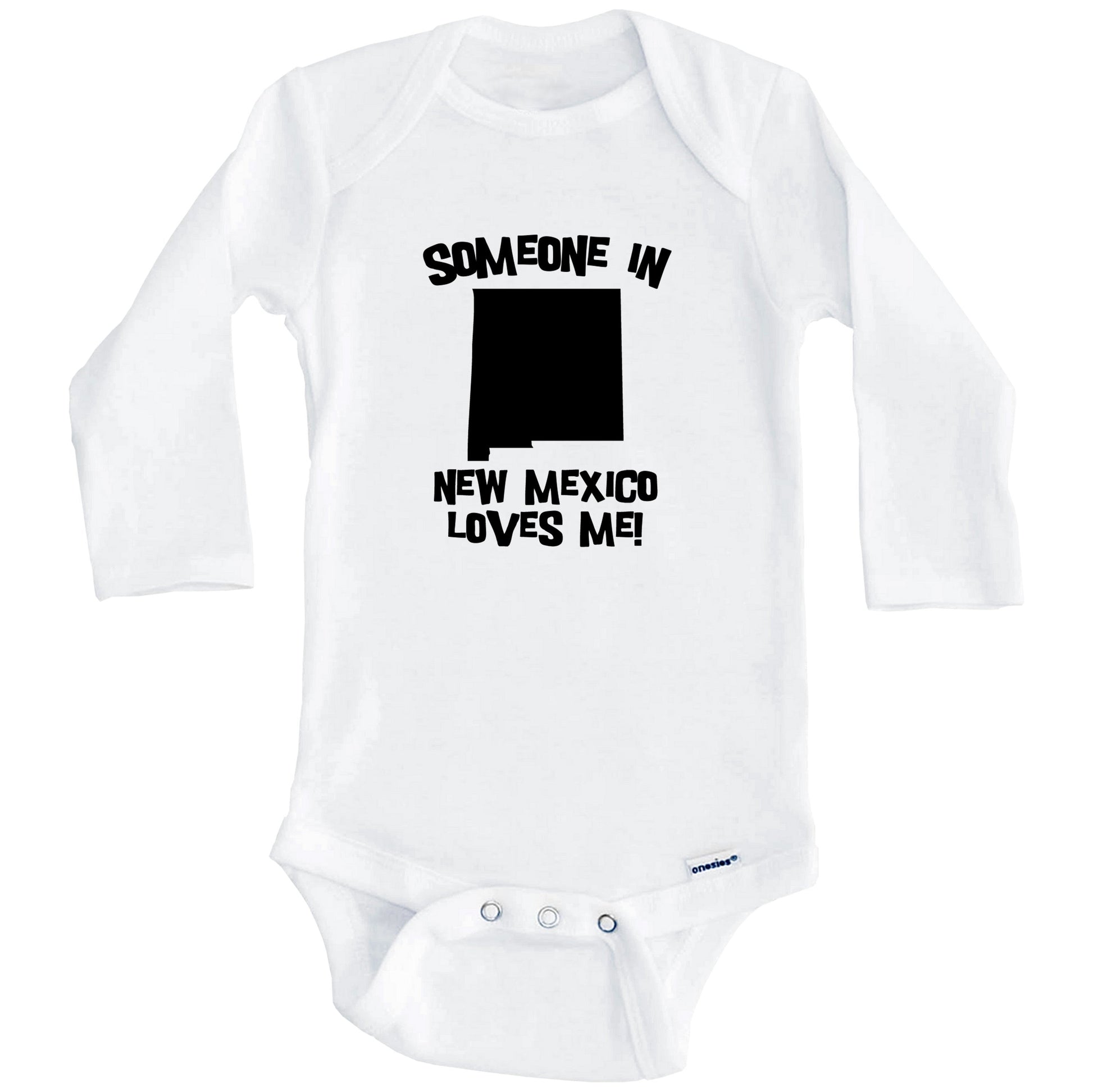 Someone In New Mexico Loves Me State Silhouette Cute Baby Onesie - One Piece Baby Bodysuit (Long Sleeves)