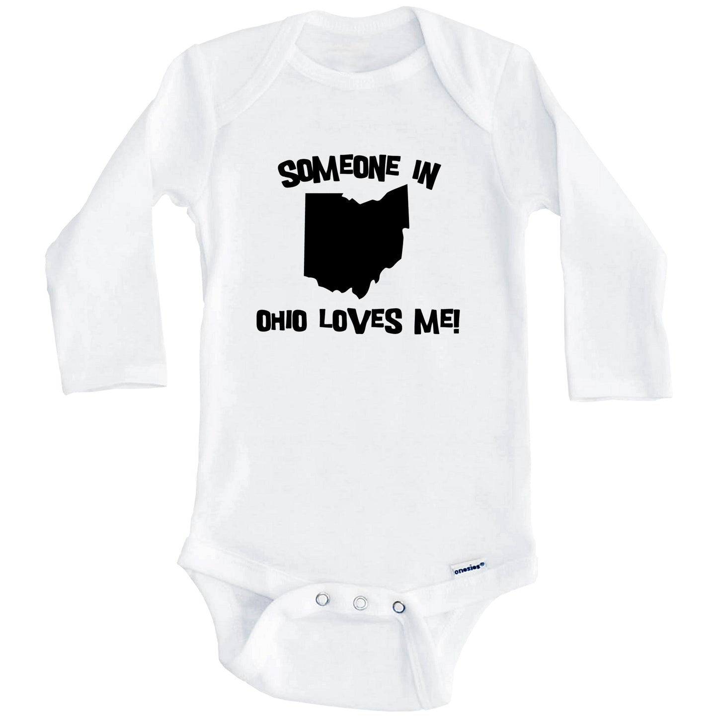 Someone In Ohio Loves Me State Silhouette Cute Baby Onesie - One Piece Baby Bodysuit (Long Sleeves)