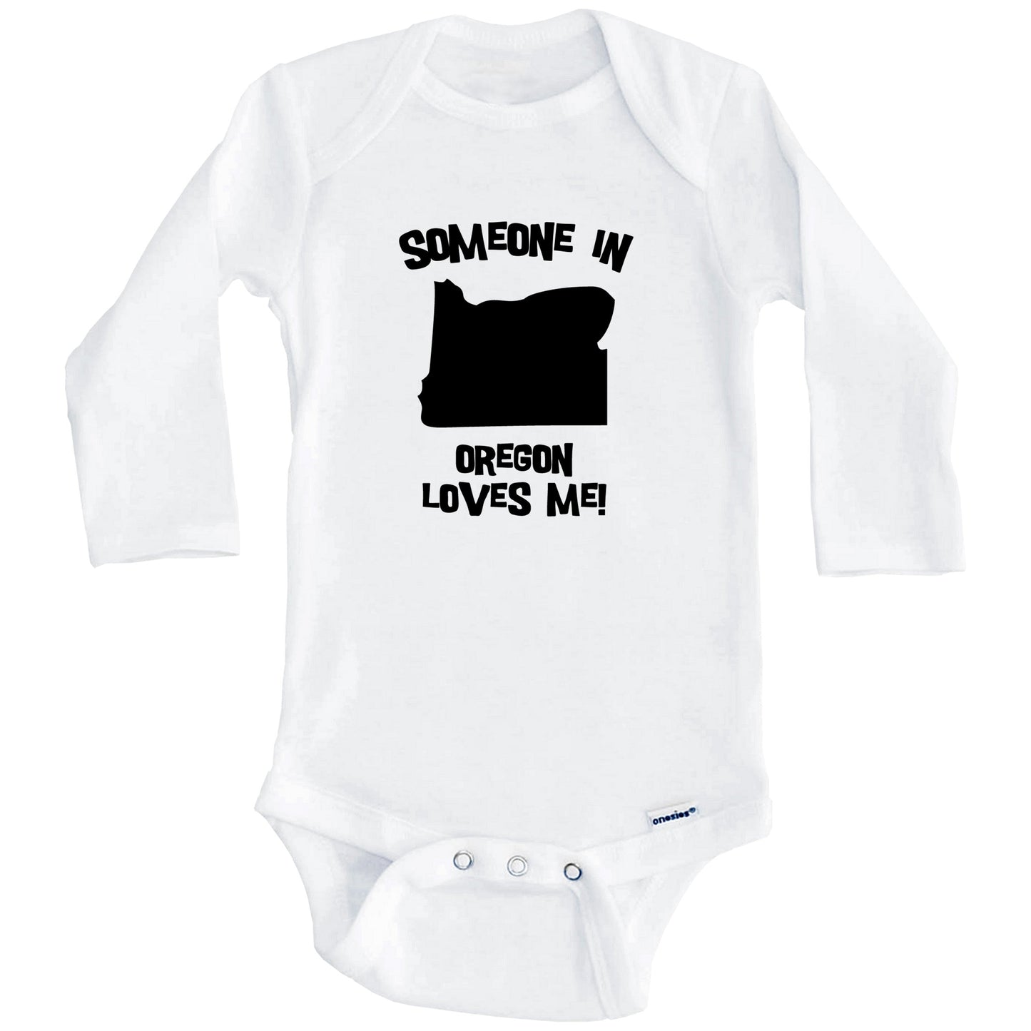 Someone In Oregon Loves Me State Silhouette Cute Baby Onesie - One Piece Baby Bodysuit (Long Sleeves)