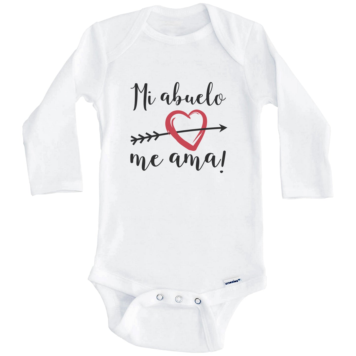 Mi Abuelo Me Ama My Grandpa Loves Me Spanish Language Grandchild Onesie - One Piece Baby Bodysuit (Long Sleeves)