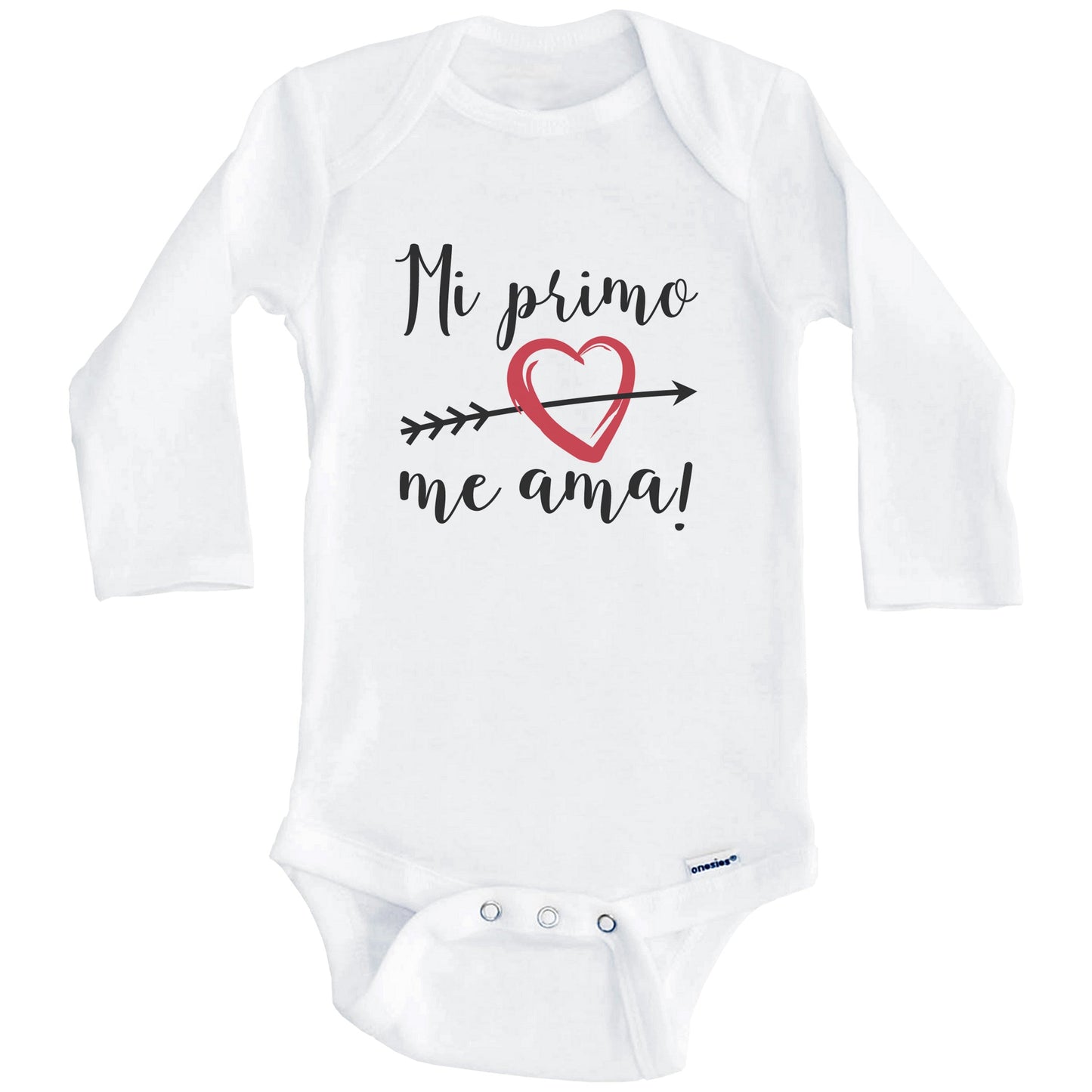 Mi Primo Me Ama My Cousin Loves Me Spanish Language Onesie - One Piece Baby Bodysuit (Long Sleeves)