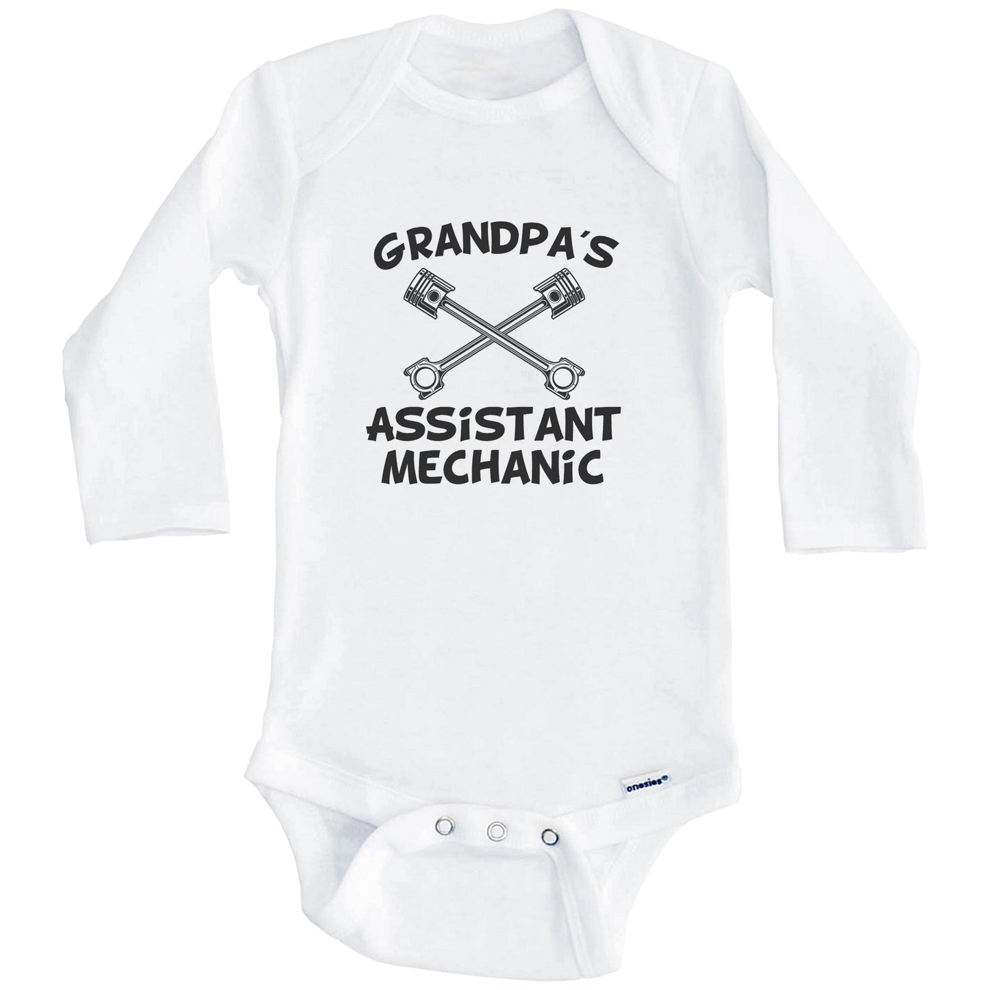 Grandpa's Assistant Mechanic Cute Grandchild Baby Onesie (Long Sleeves)