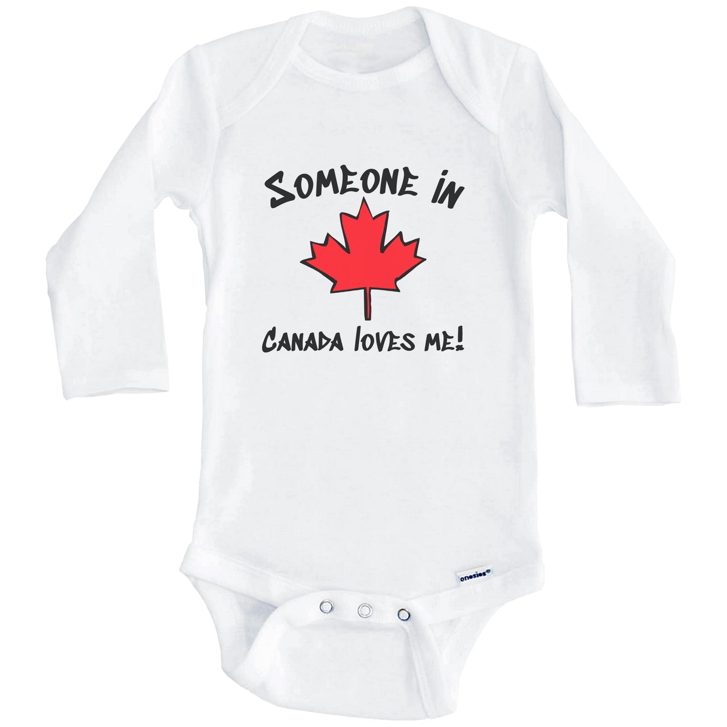 Someone In Canada Loves Me Canadian Maple Leaf Onesie - One Piece Baby Bodysuit (Long Sleeves)