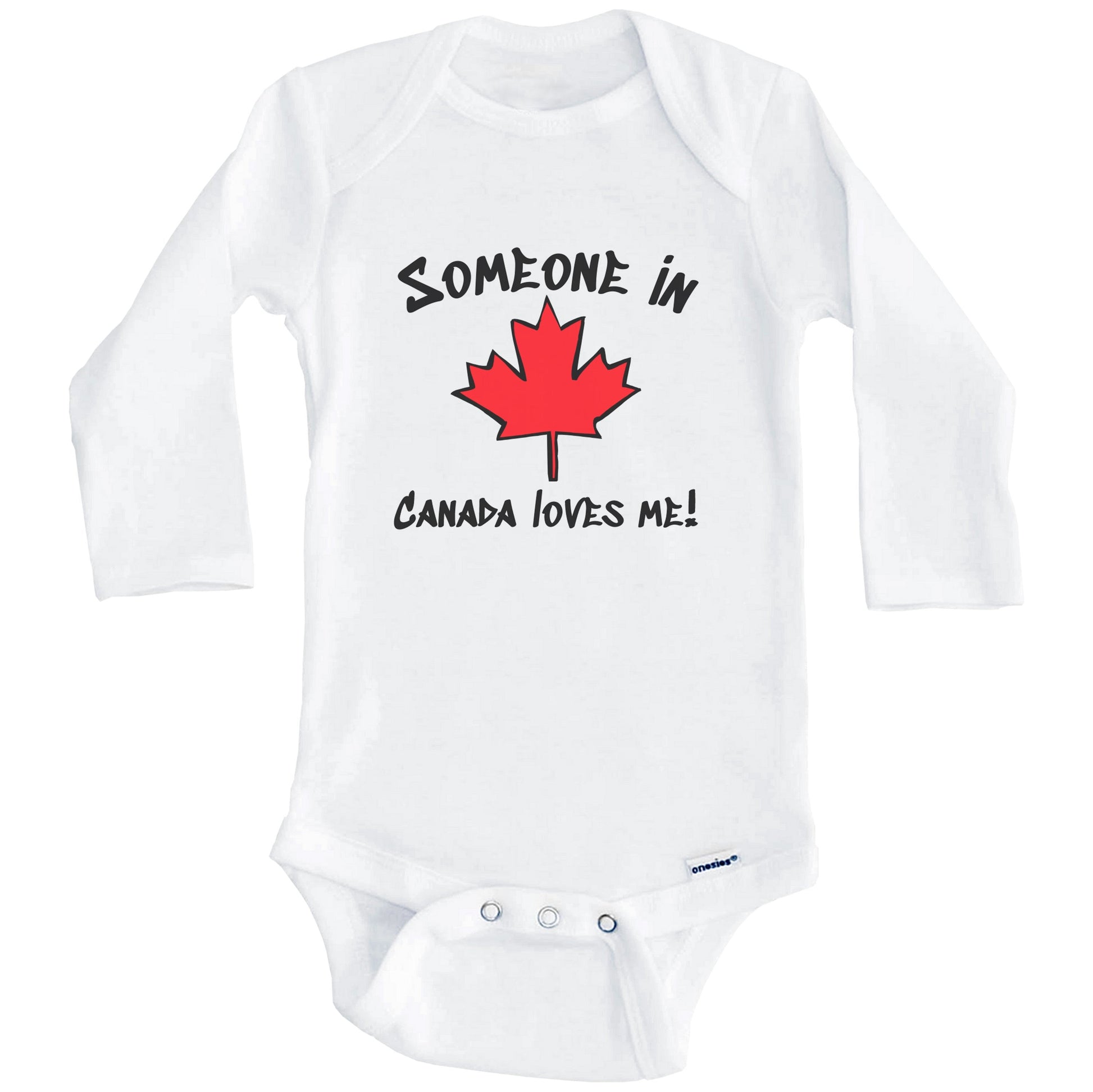 Someone In Canada Loves Me Canadian Maple Leaf Onesie - One Piece Baby Bodysuit (Long Sleeves)