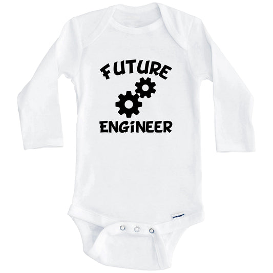 Future Engineer Cute Engineering Baby Onesie - One Piece Baby Bodysuit (Long Sleeves)