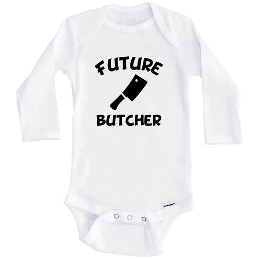 Future Butcher Cute Meat Cleaver Baby Onesie - One Piece Baby Bodysuit (Long Sleeves)