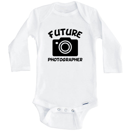 Future Photographer Cute Camera Baby Onesie - One Piece Baby Bodysuit (Long Sleeves)