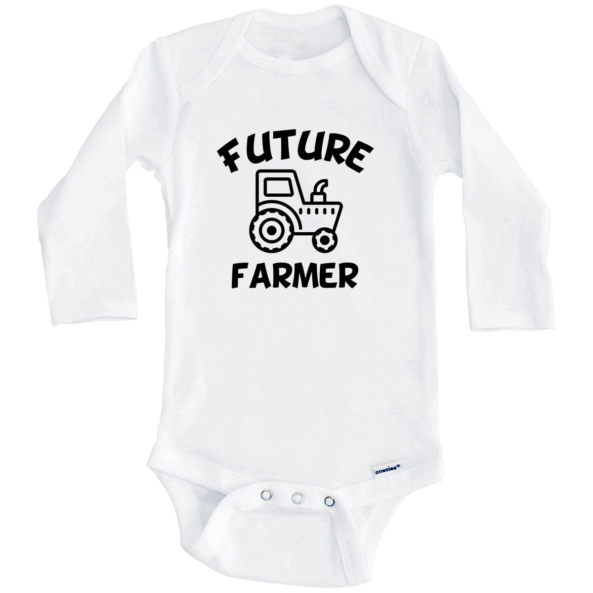Future Farmer Cute Tractor Baby Onesie - One Piece Baby Bodysuit (Long Sleeves)