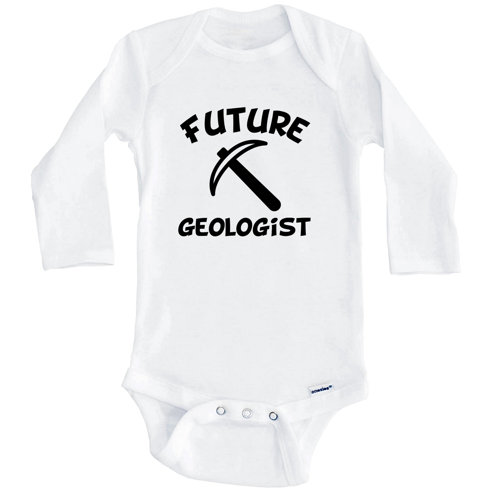 Future Geologist Cute Pick Axe Baby Onesie - One Piece Baby Bodysuit (Long Sleeves)