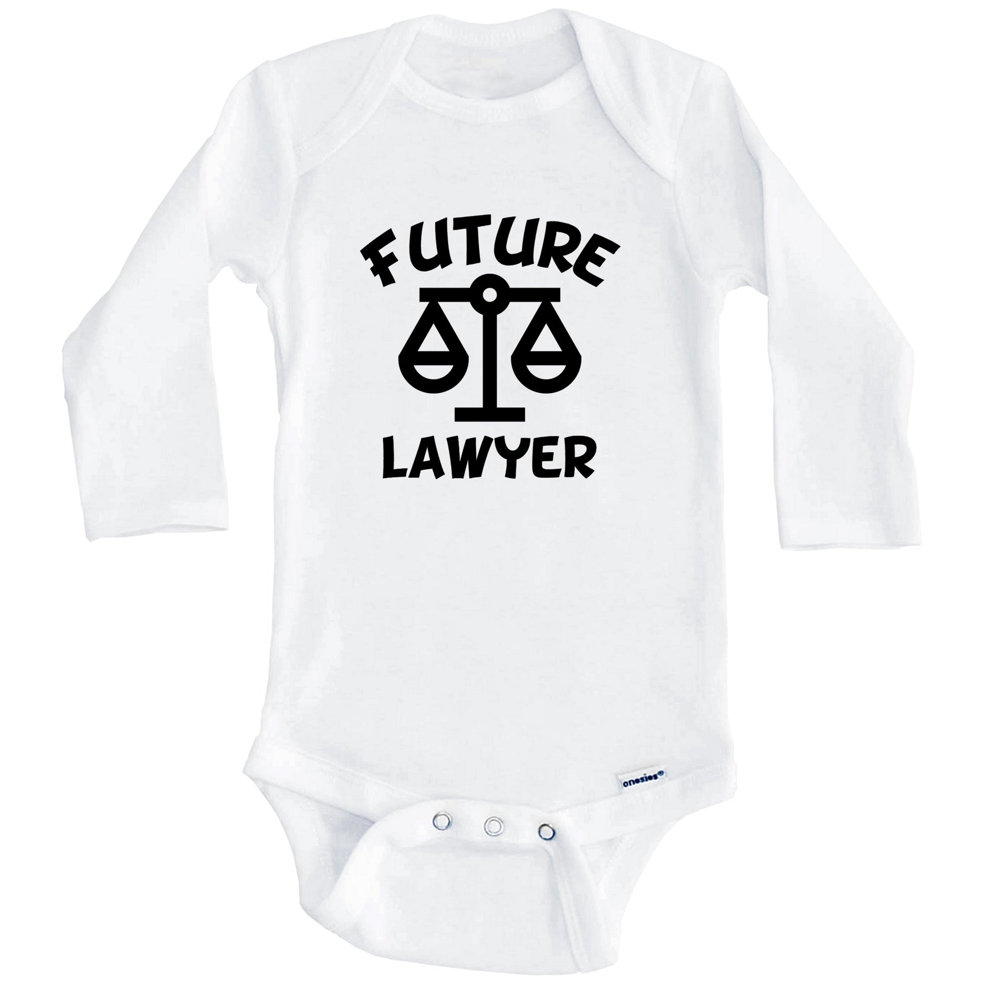 Future Lawyer Cute Scales of Justice Baby Onesie - One Piece Baby Bodysuit (Long Sleeves)