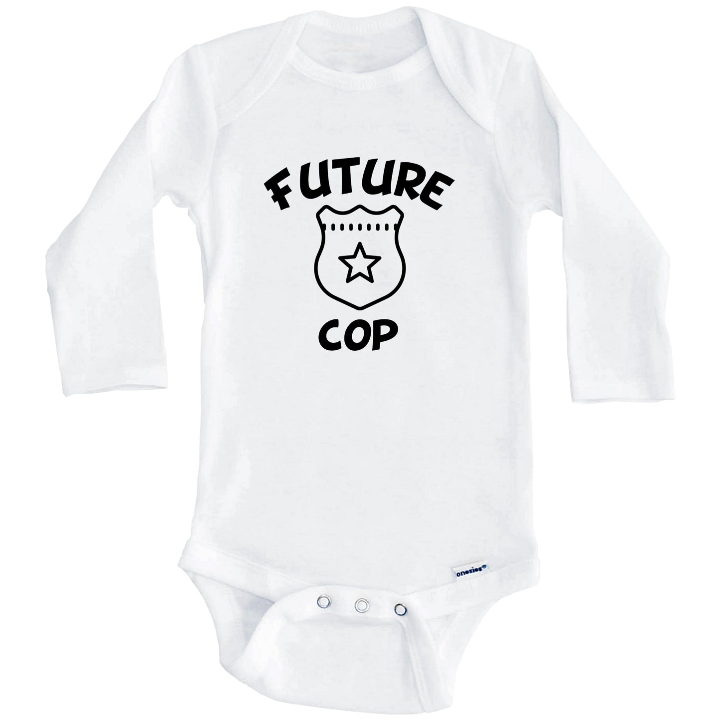 Future Cop Cute Police Badge Baby Onesie - One Piece Baby Bodysuit (Long Sleeves)
