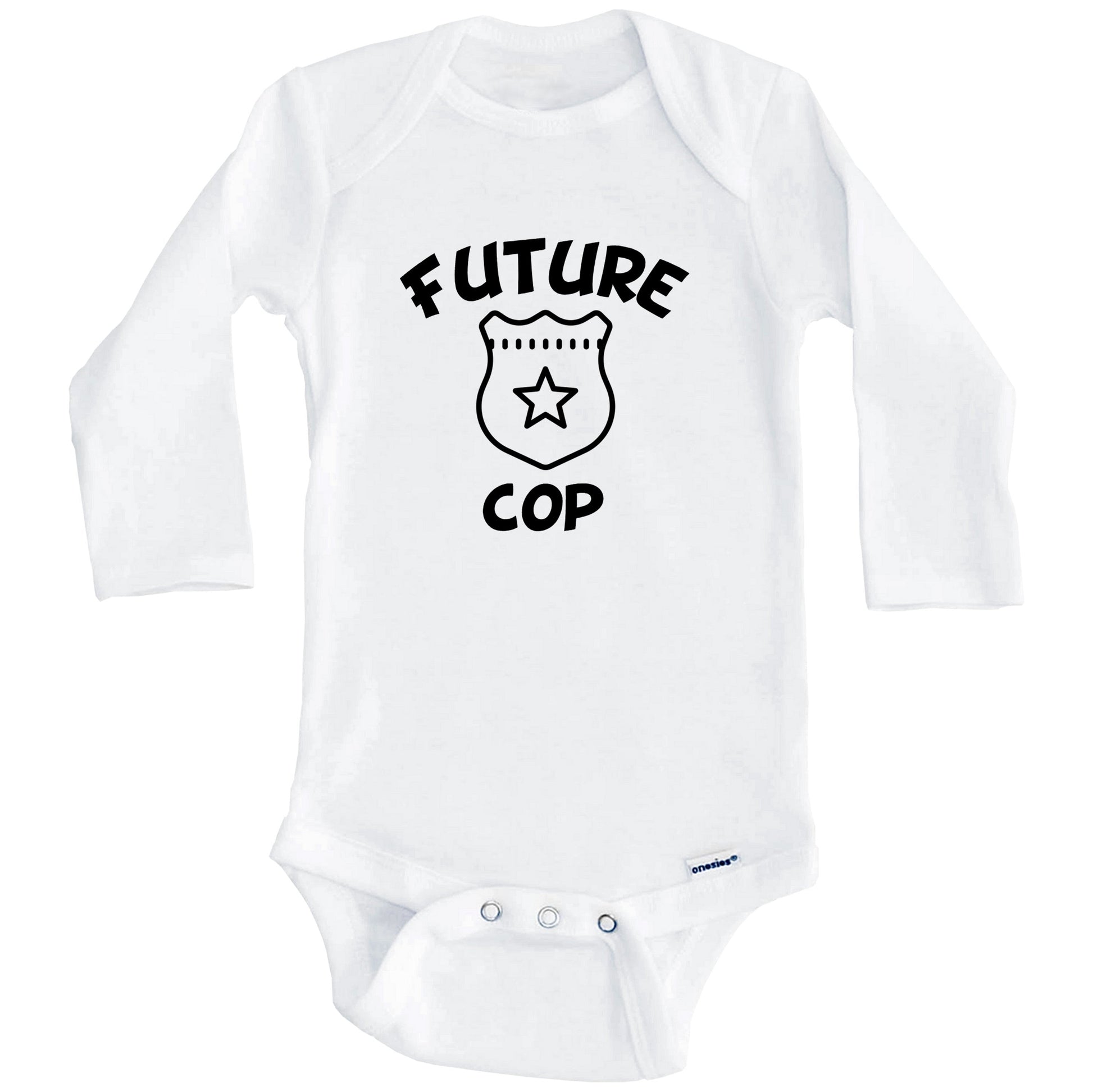 Future Cop Cute Police Badge Baby Onesie - One Piece Baby Bodysuit (Long Sleeves)