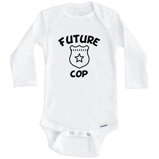 Future Cop Cute Police Badge Baby Onesie - One Piece Baby Bodysuit (Long Sleeves)