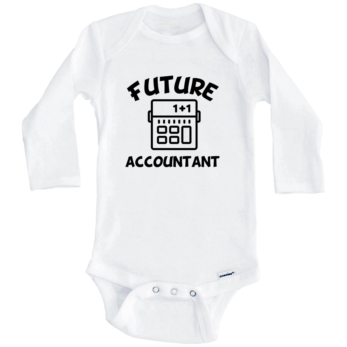 Future Accountant Cute Calculator Baby Onesie - One Piece Baby Bodysuit (Long Sleeves)