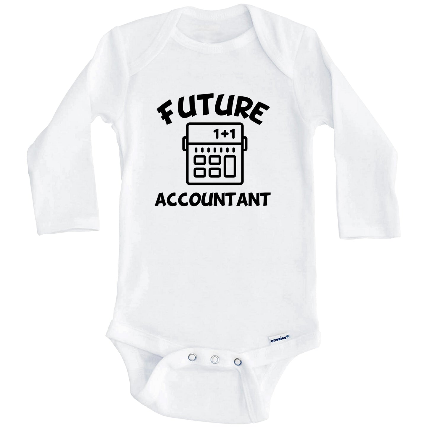 Future Accountant Cute Calculator Baby Onesie - One Piece Baby Bodysuit (Long Sleeves)