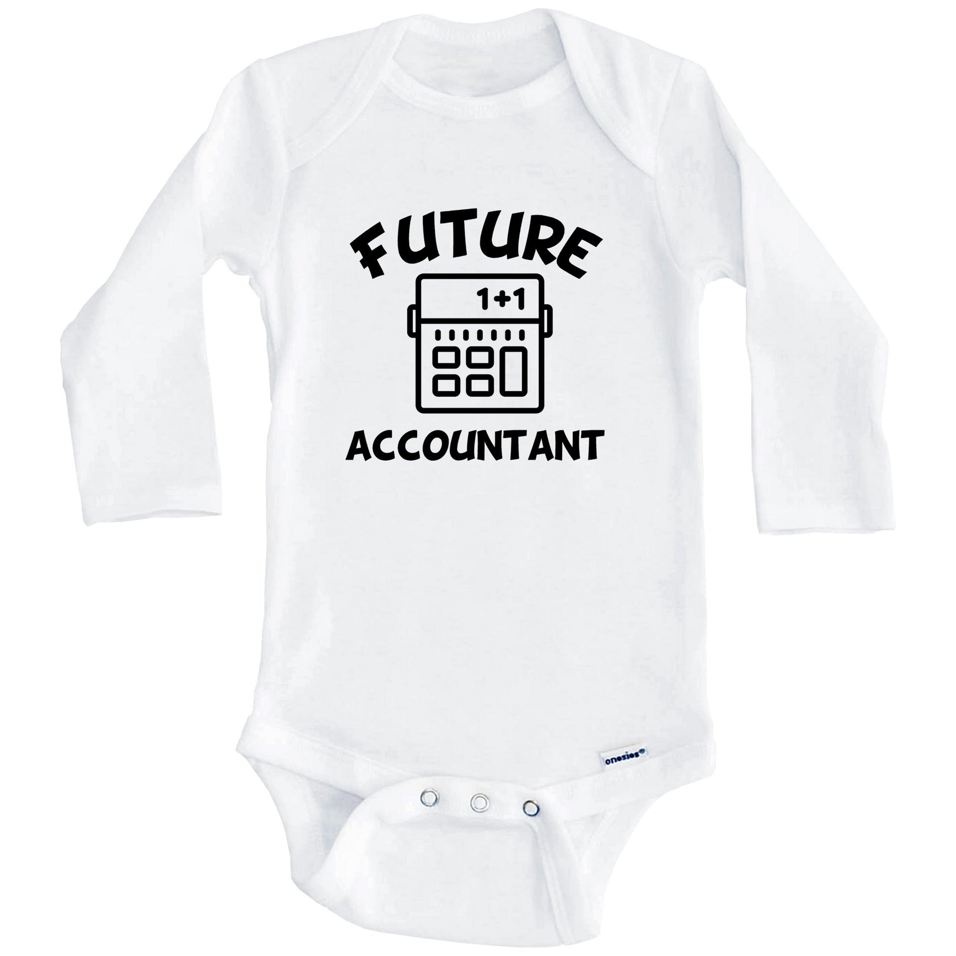 Future Accountant Cute Calculator Baby Onesie - One Piece Baby Bodysuit (Long Sleeves)