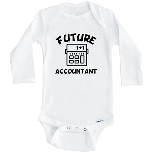 Future Accountant Cute Calculator Baby Onesie - One Piece Baby Bodysuit (Long Sleeves)
