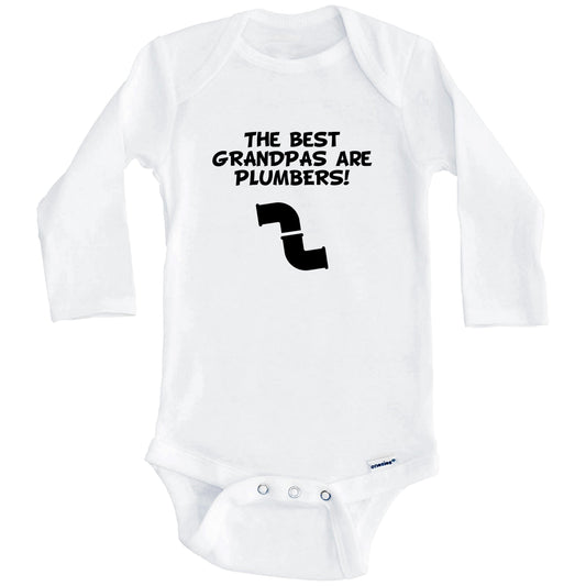 The Best Grandpas Are Plumbers Funny Grandchild Baby Onesie (Long Sleeves)