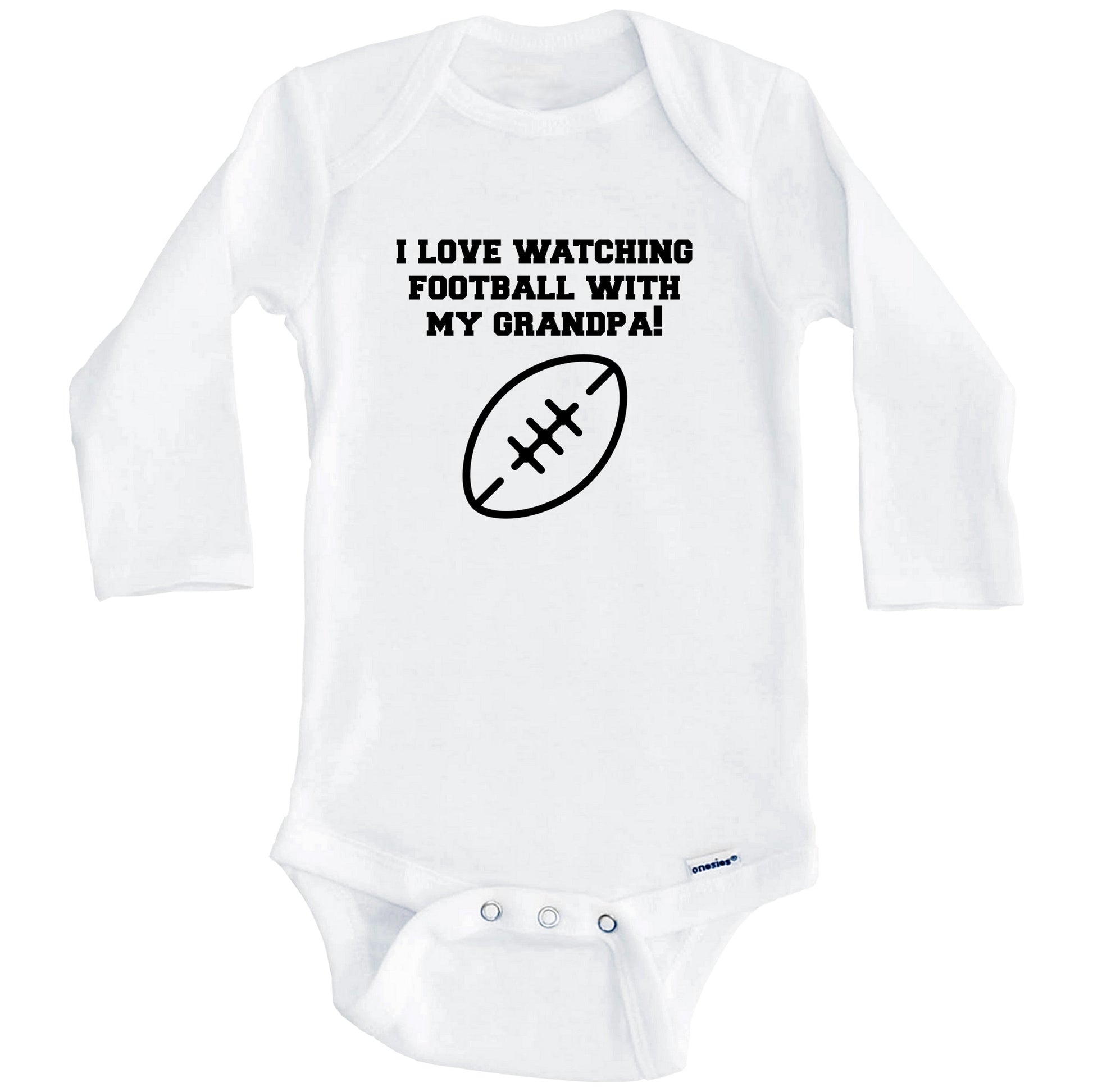 I Love Watching Football With My Grandpa Baby Onesie - One Piece Baby Bodysuit (Long Sleeves)