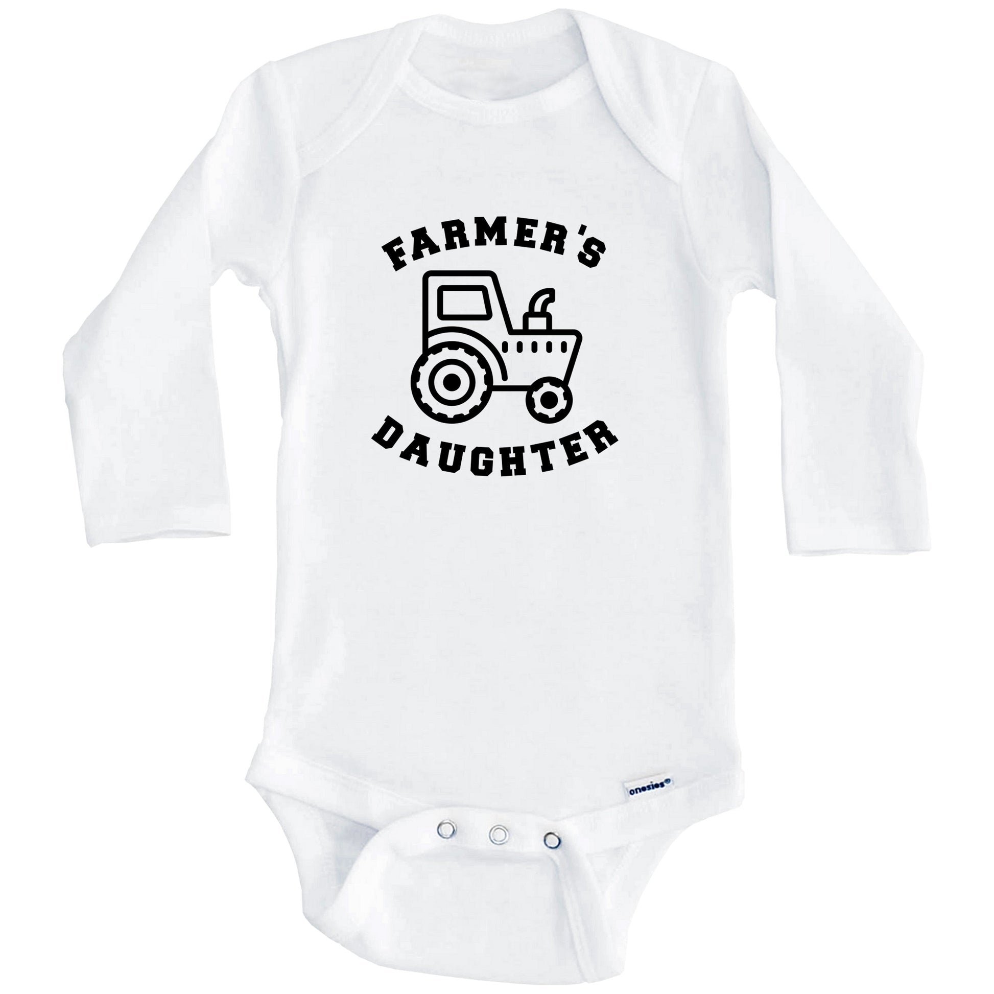 Farmer's Daughter Cute Tractor Baby Onesie - One Piece Baby Bodysuit (Long Sleeves)