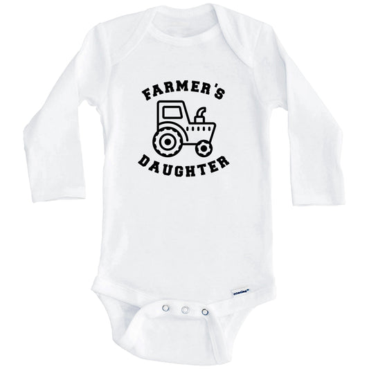 Farmer's Daughter Cute Tractor Baby Onesie - One Piece Baby Bodysuit (Long Sleeves)