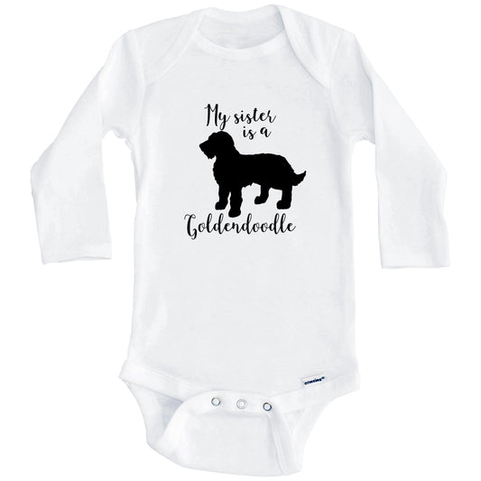 My Sister Is A Goldendoodle Cute Dog Baby Onesie - Goldendoodle One Piece Baby Bodysuit (Long Sleeves)