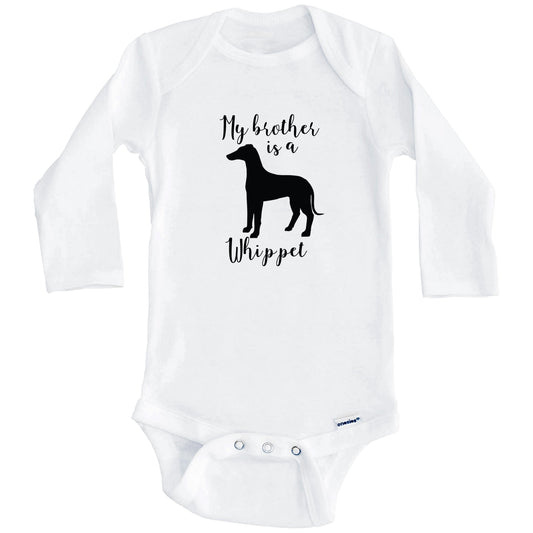 My Brother Is A Whippet cute Dog Baby Onesie - Whippet One Piece Baby Bodysuit (Long Sleeves)