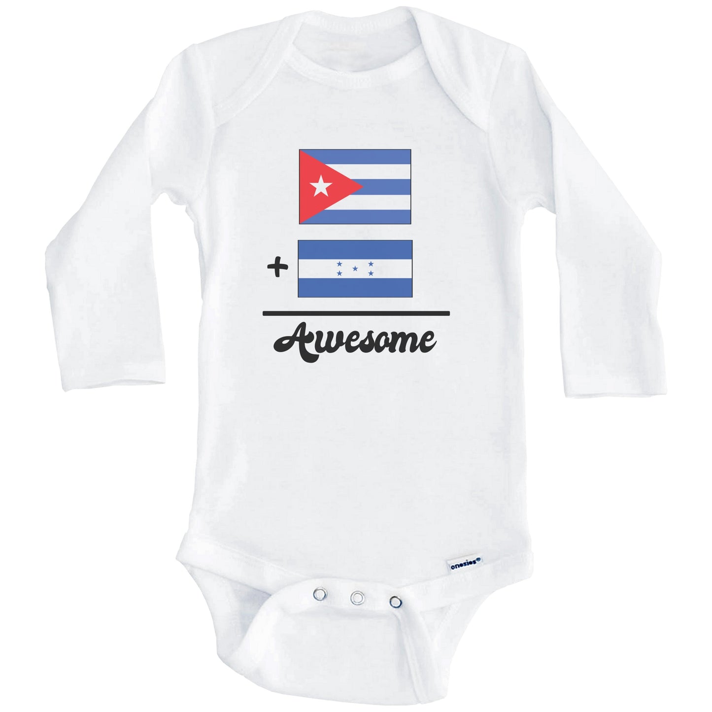 Cuba Plus Honduras Equals Awesome Cute Cuban Honduran Flags One Piece Baby Bodysuit (Long Sleeves)