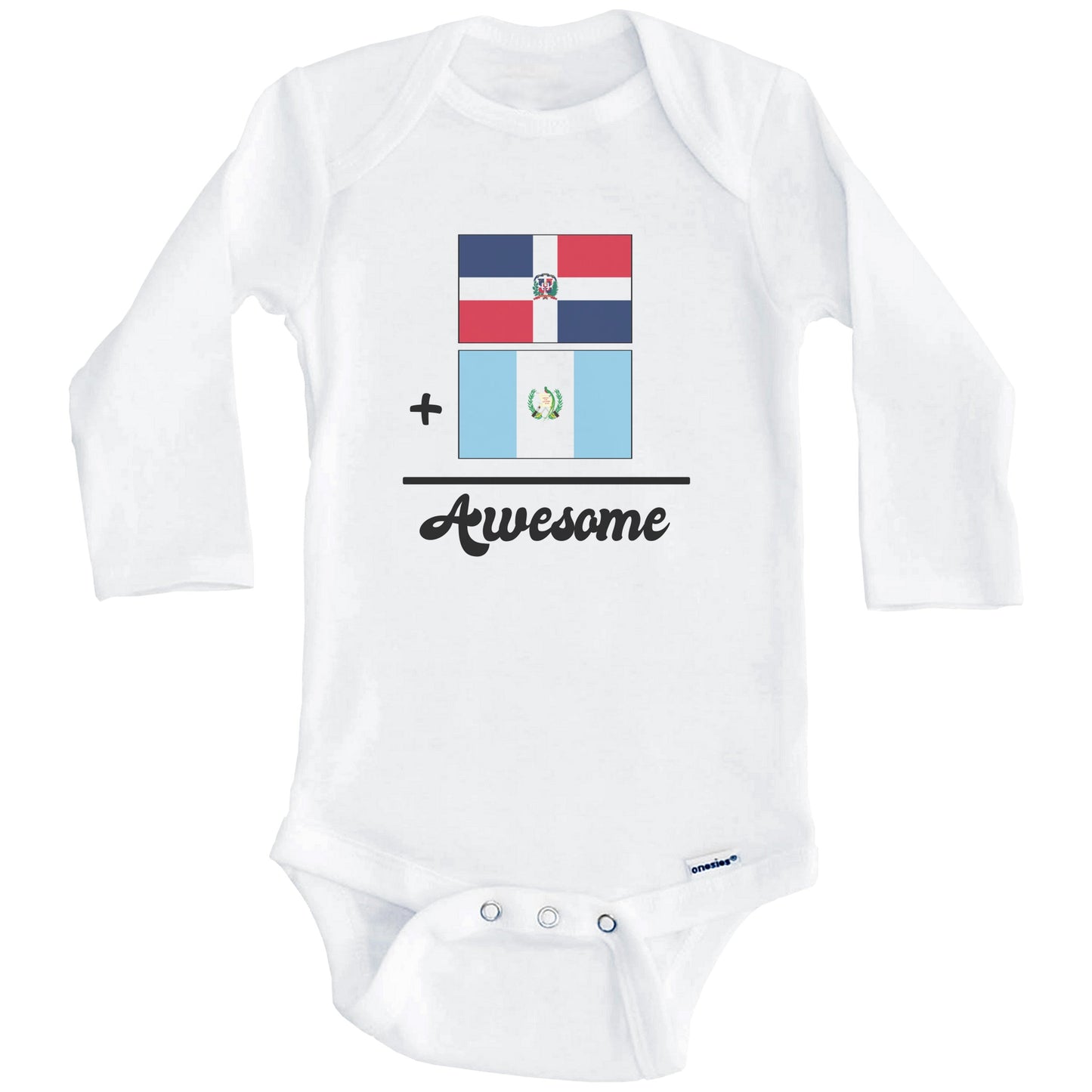 Dominican Republic Plus Guatemala Equals Awesome Cute Dominican Guatemalan Flags One Piece Baby Bodysuit (Long Sleeves)