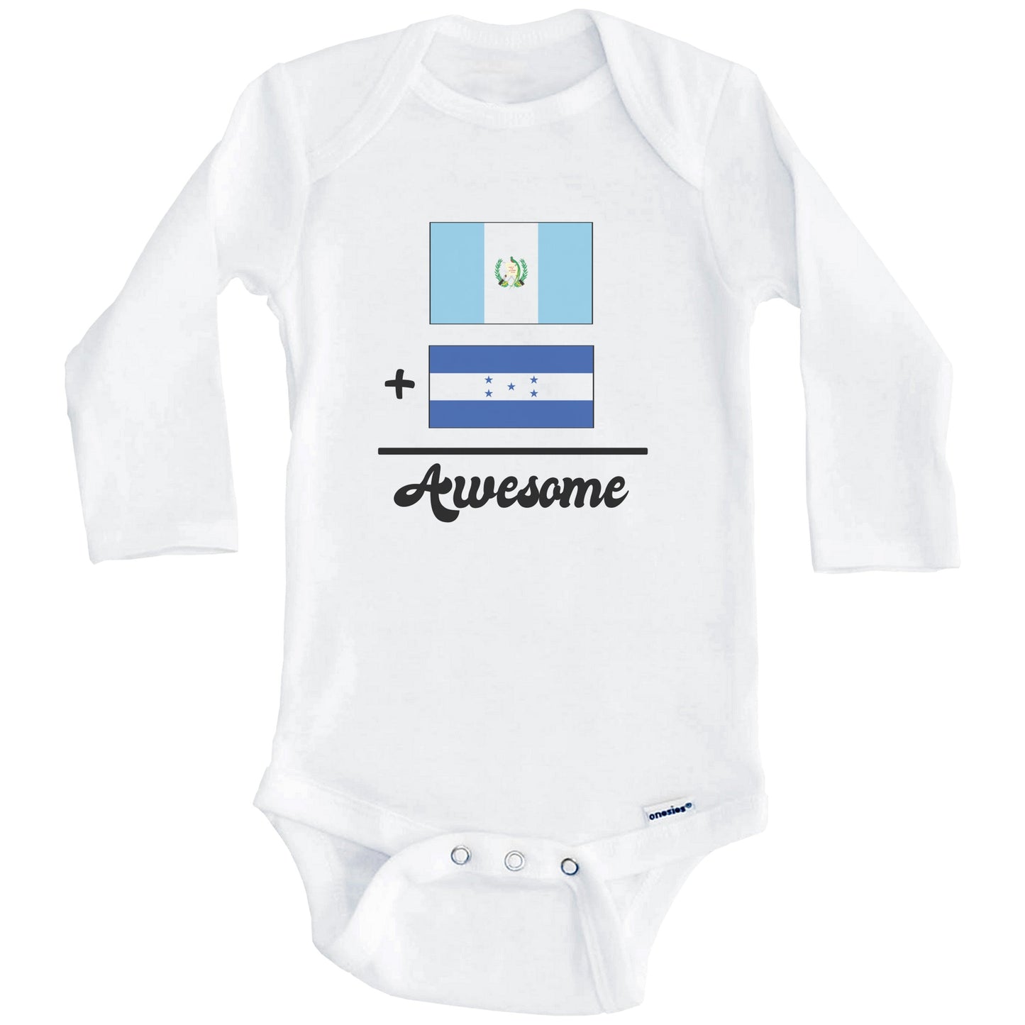 Guatemala Plus Honduras Equals Awesome Cute Guatemalan Honduran Flags One Piece Baby Bodysuit (Long Sleeves)