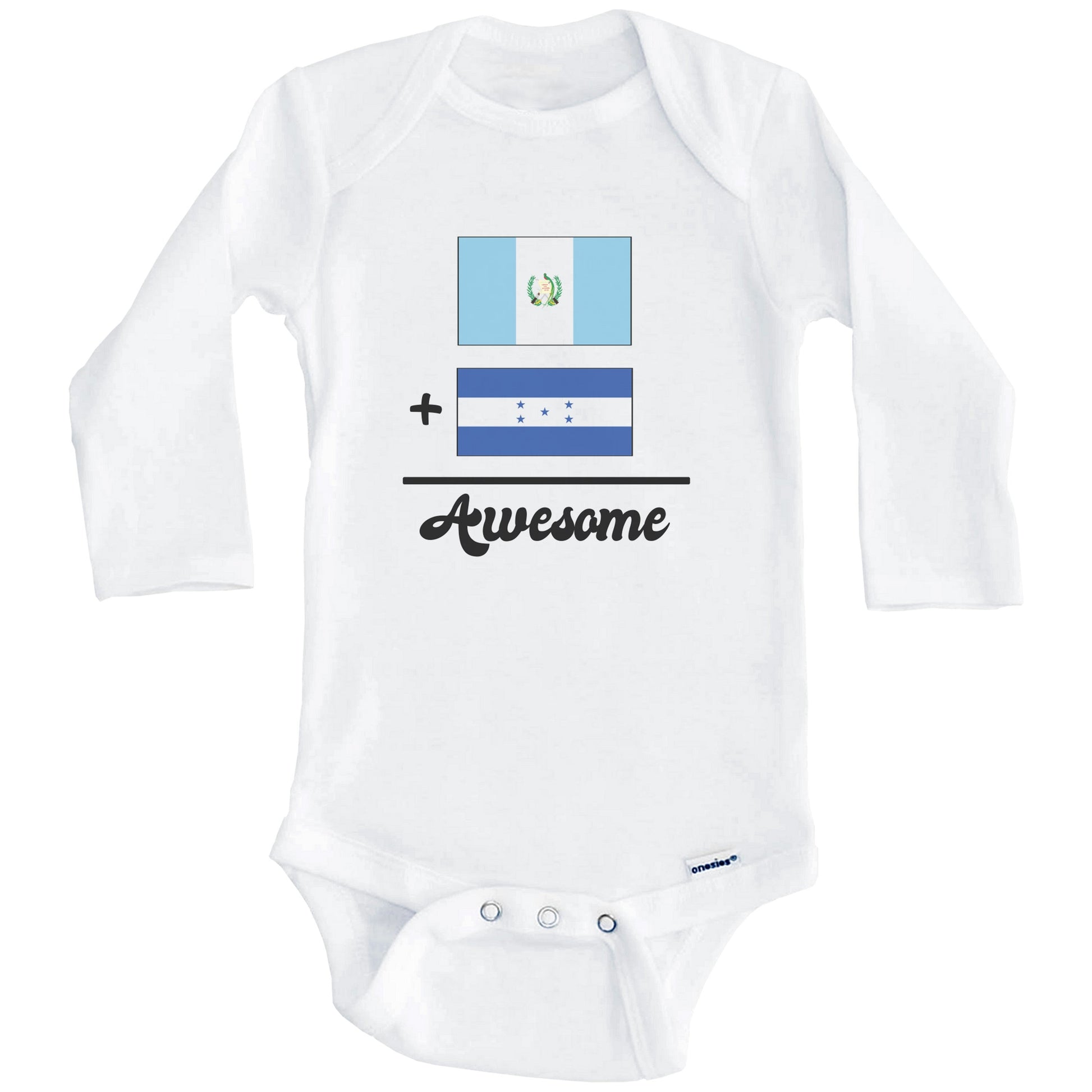 Guatemala Plus Honduras Equals Awesome Cute Guatemalan Honduran Flags One Piece Baby Bodysuit (Long Sleeves)
