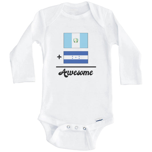 Guatemala Plus Honduras Equals Awesome Cute Guatemalan Honduran Flags One Piece Baby Bodysuit (Long Sleeves)