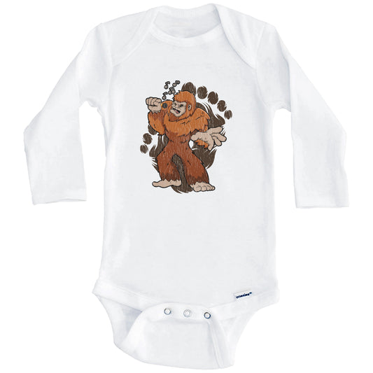 Bigfoot Karaoke Baby Bodysuit - Sasquatch Singing One Piece Baby Bodysuit (Long Sleeves)