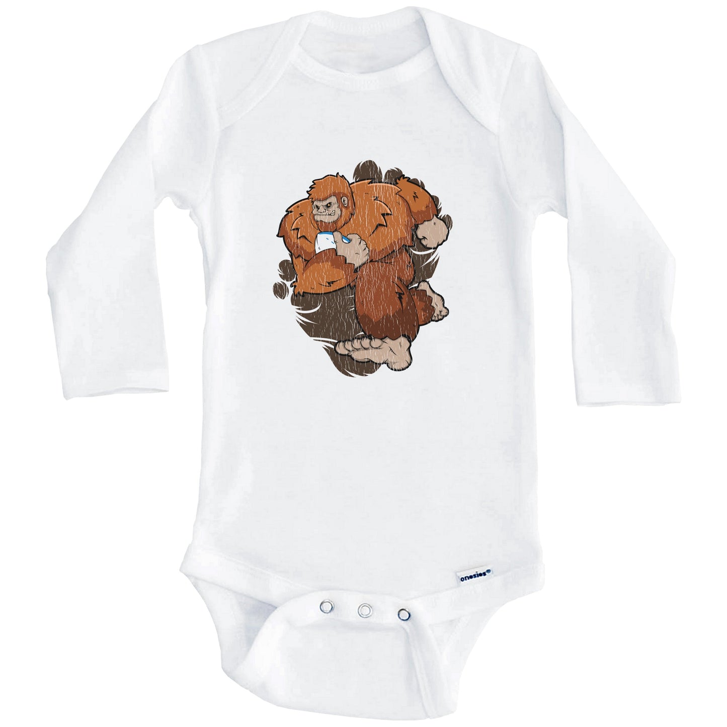 Bigfoot Rugby Baby Bodysuit - Sasquatch Playing Rugby One Piece Baby Bodysuit (Long Sleeves)