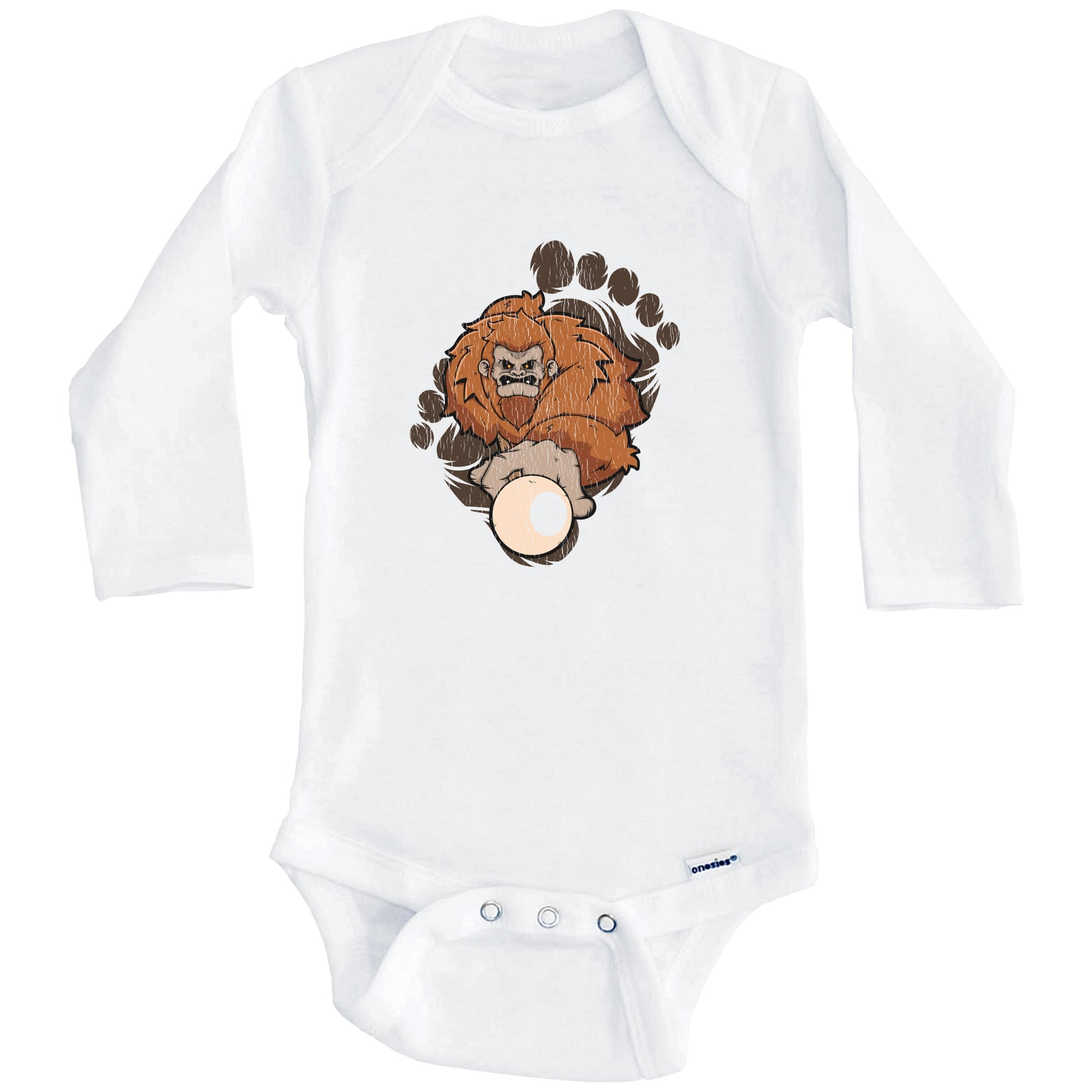Bigfoot Billiards Baby Bodysuit - Sasquatch Playing Pool One Piece Baby Bodysuit (Long Sleeves)