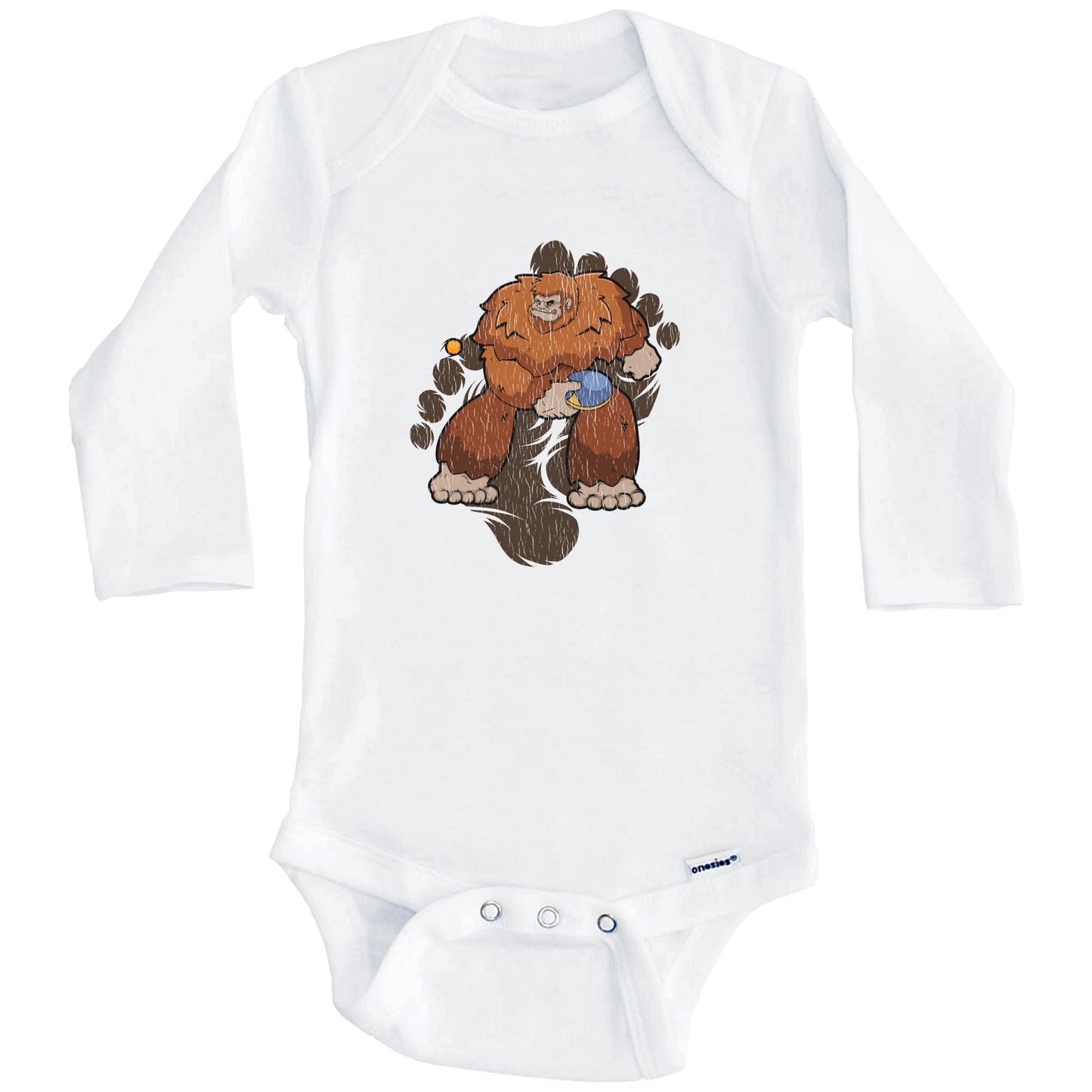 Bigfoot Table Tennis Baby Bodysuit - Sasquatch Playing Table Tennis One Piece Baby Bodysuit (Long Sleeves)