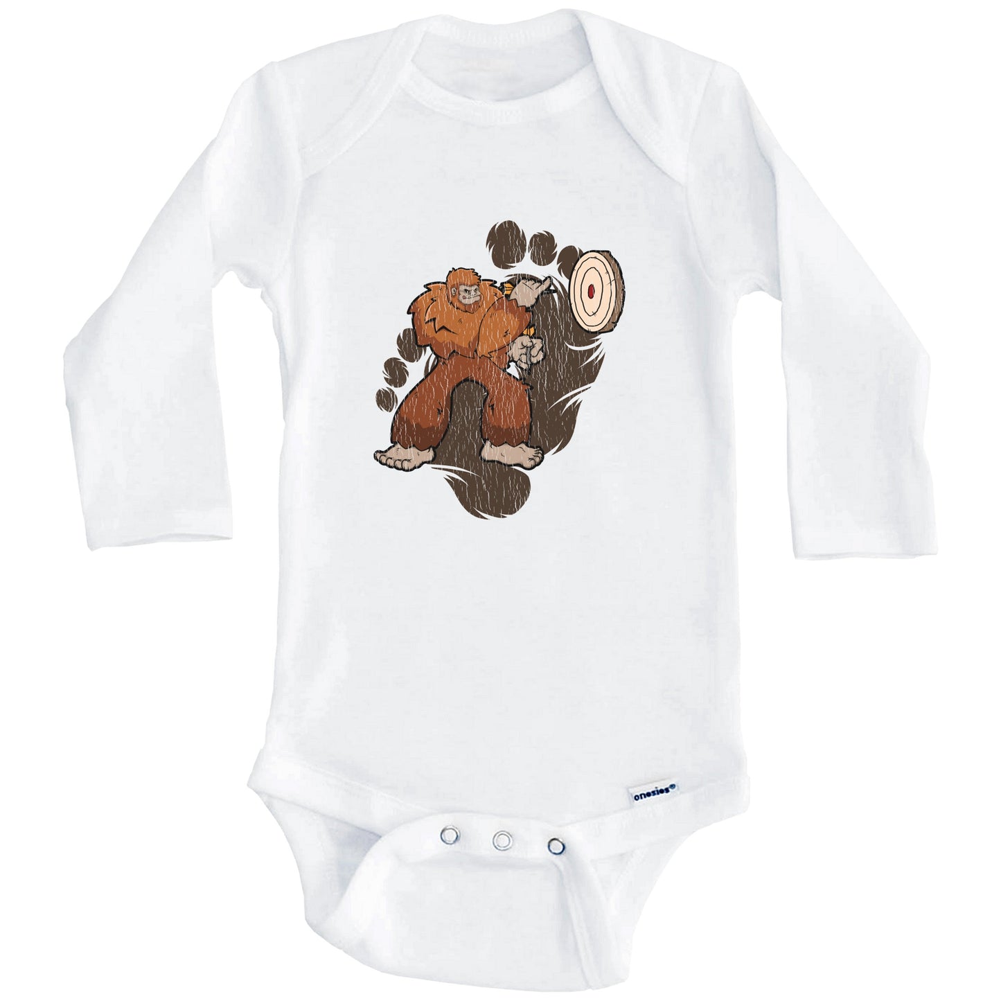 Bigfoot Darts Baby Bodysuit - Sasquatch Playing Darts One Piece Baby Bodysuit (Long Sleeves)