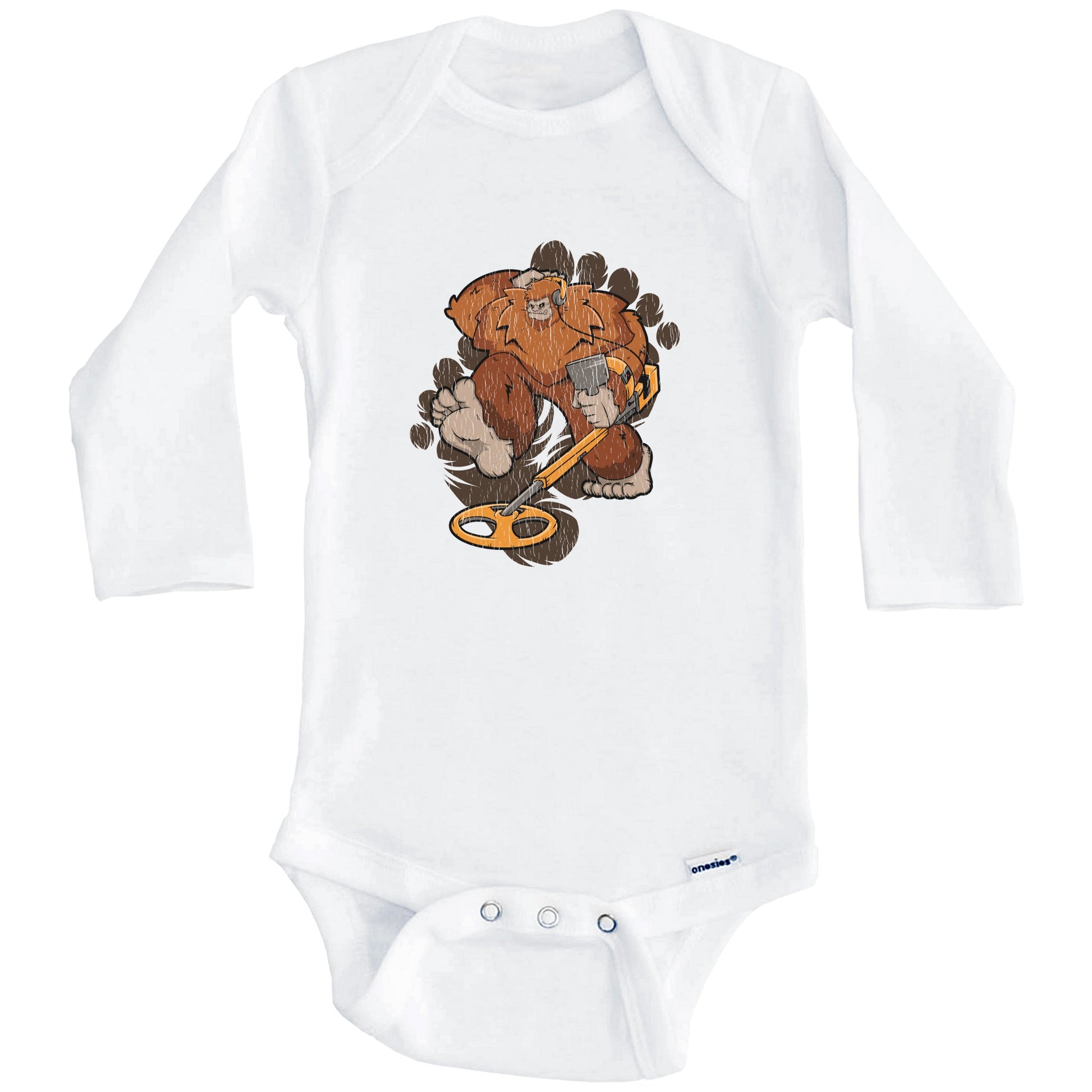 Bigfoot Metal Detector Baby Bodysuit - Sasquatch Metal Detecting One Piece Baby Bodysuit (Long Sleeves)