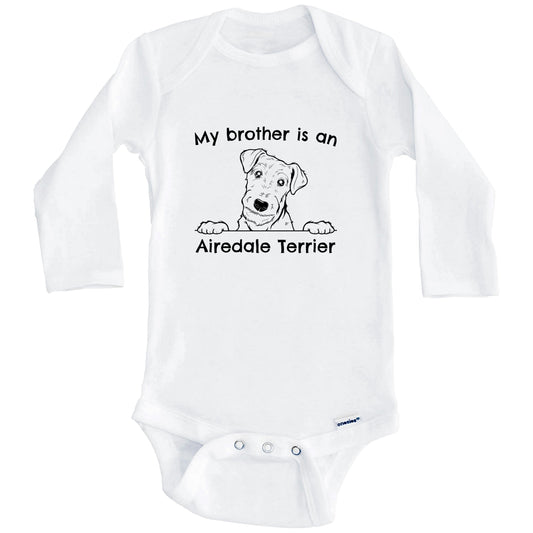 My Brother Is An Airedale Terrier One Piece Baby Bodysuit (Long Sleeves)