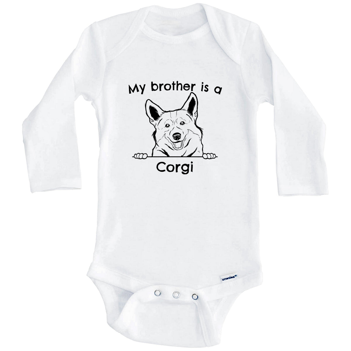 My Brother Is A Corgi One Piece Baby Bodysuit (Long Sleeves)
