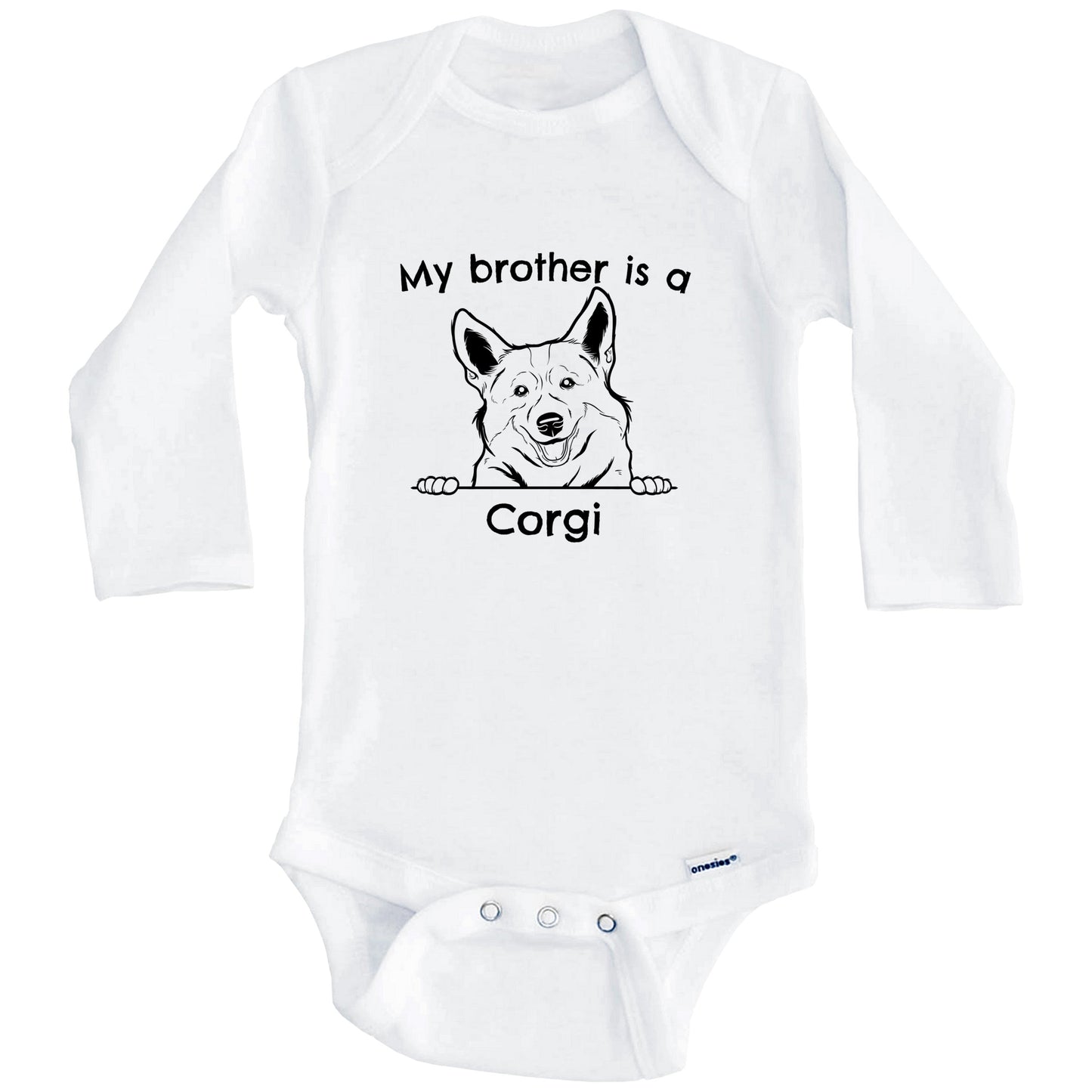 My Brother Is A Corgi One Piece Baby Bodysuit (Long Sleeves)