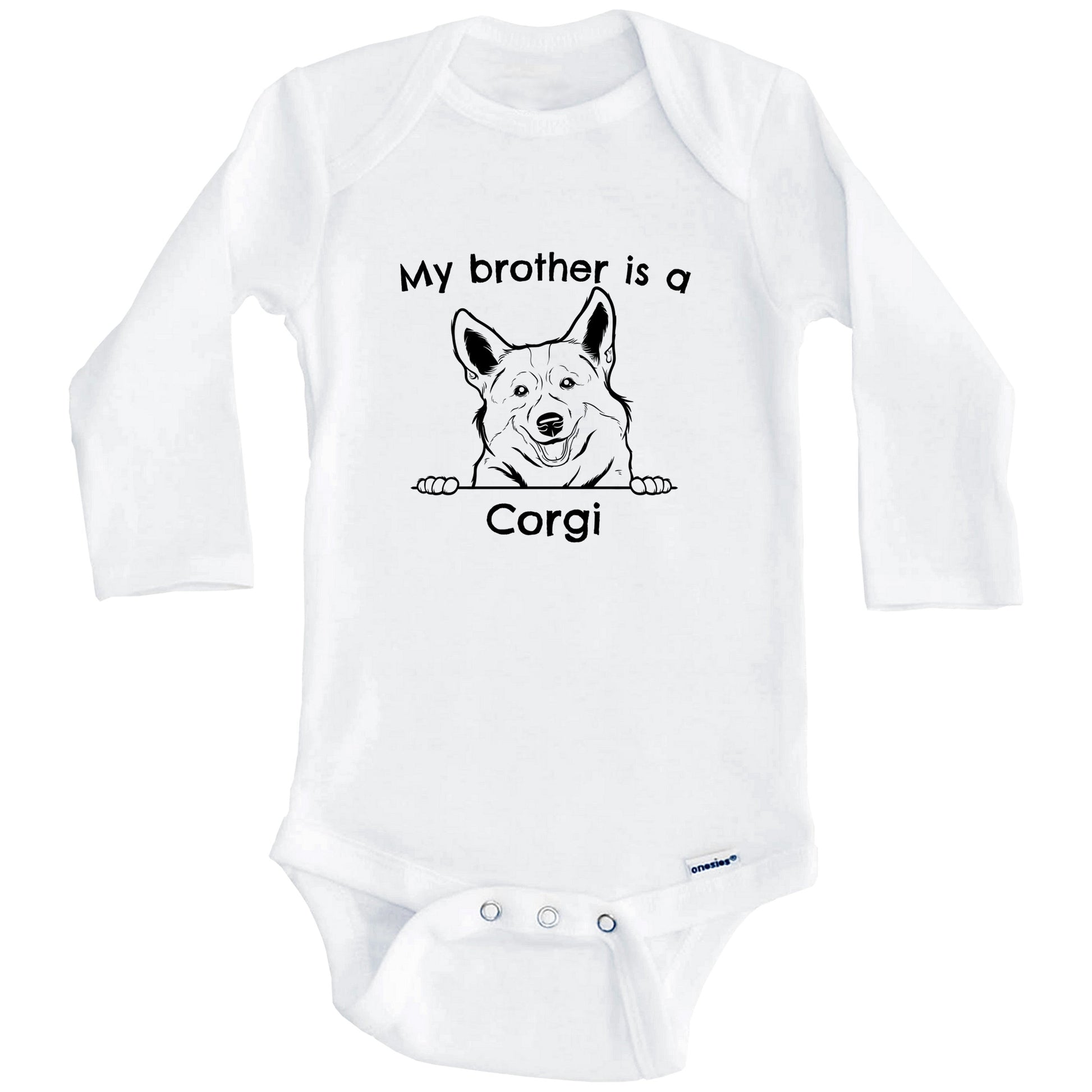 My Brother Is A Corgi One Piece Baby Bodysuit (Long Sleeves)
