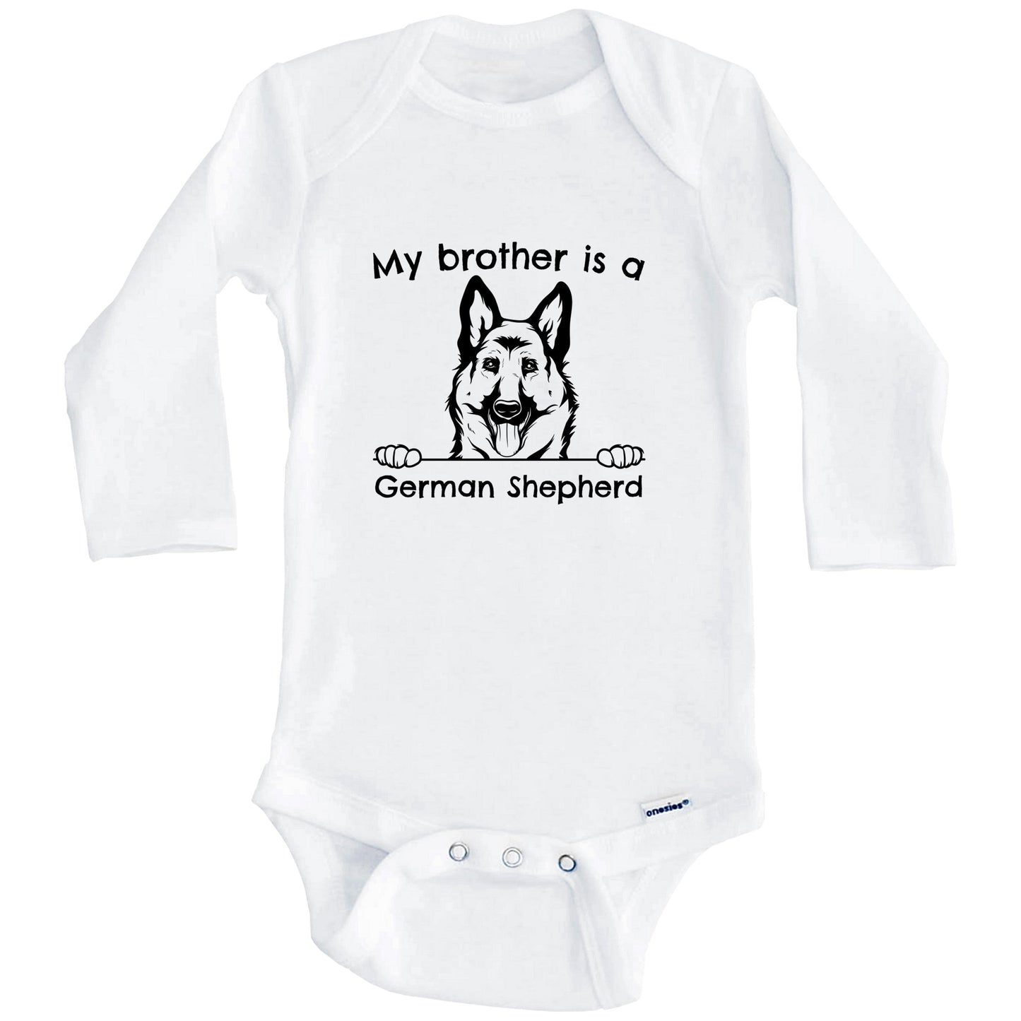 My Brother Is A German Shepherd One Piece Baby Bodysuit (Long Sleeves)